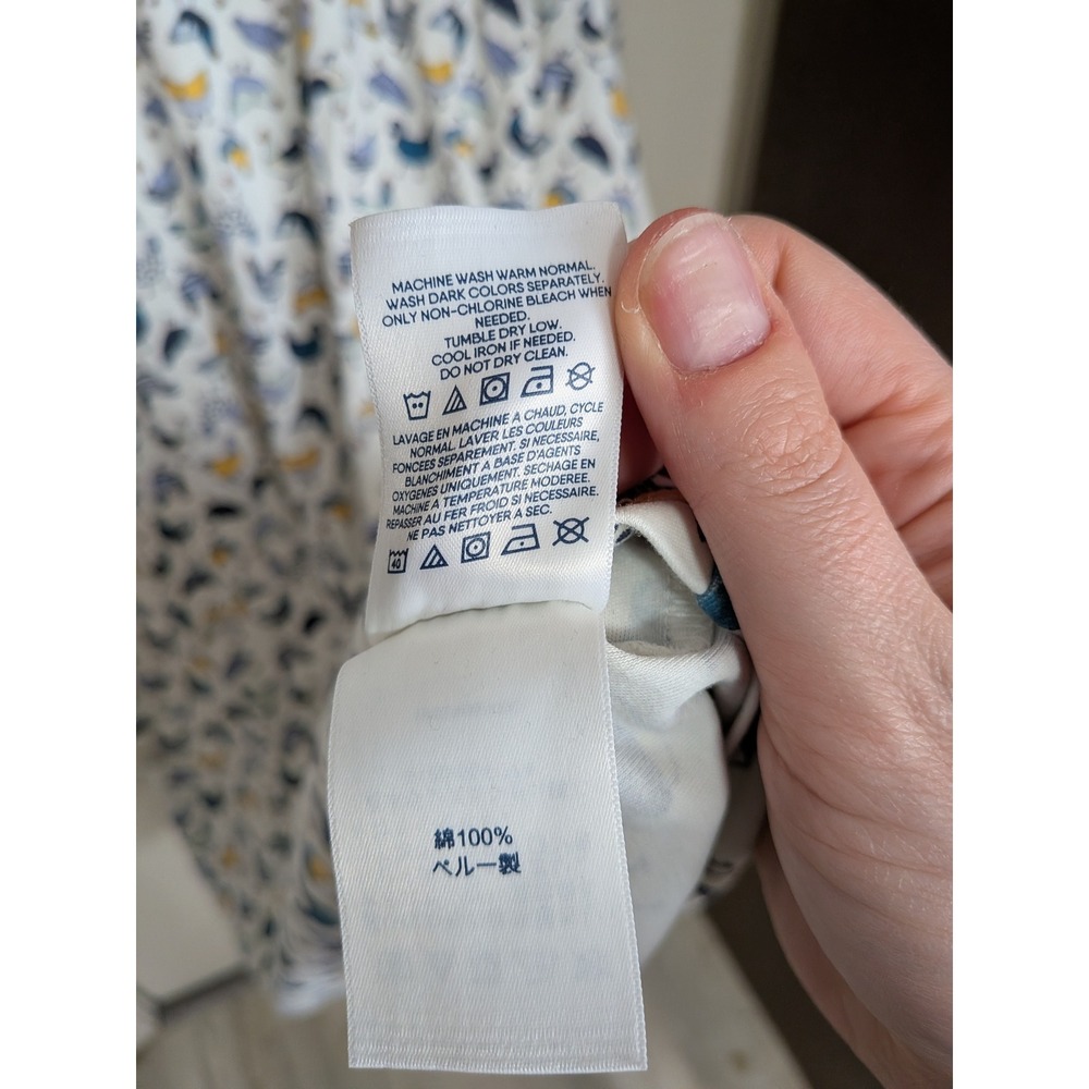Lands End 100% Cotton Nightgown Sleep Dress in Blue White Chicken Print 3X - Picture 4 of 6